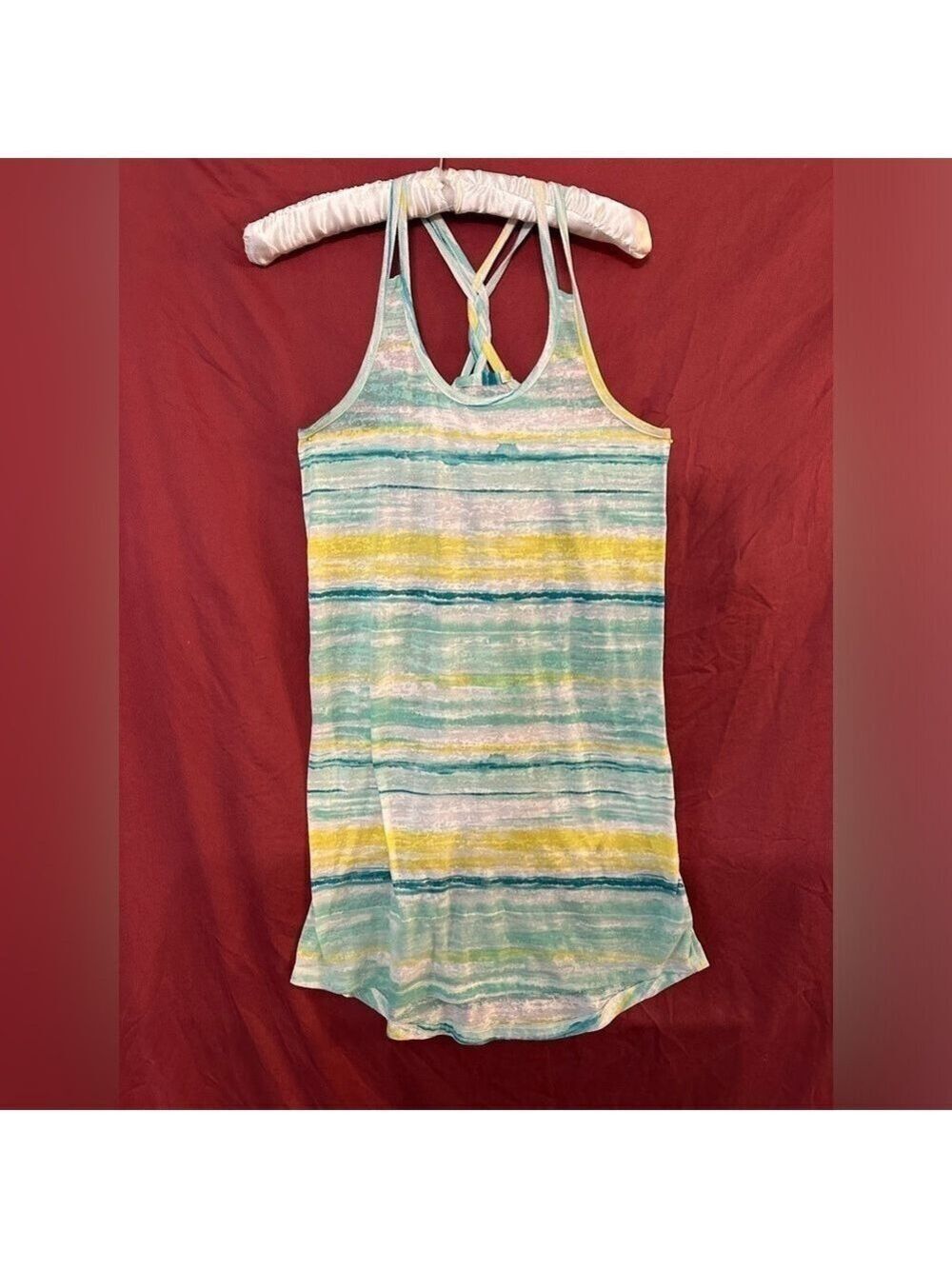Girl’s swim coverup size large. White, green, yellow. Good pre owned shape